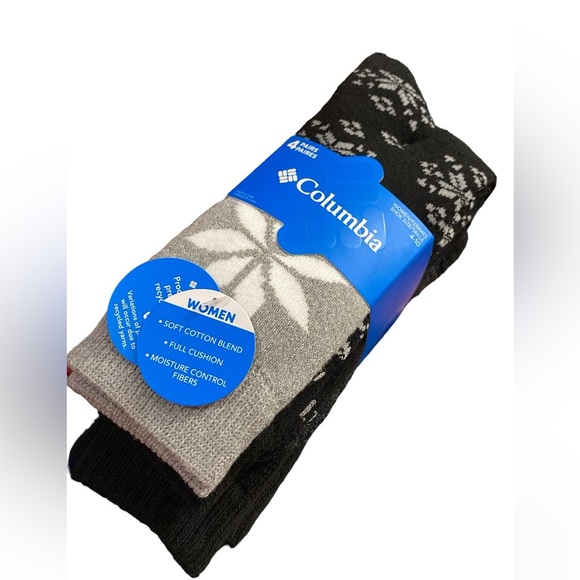 New! Columbia 4 Pair Snowflake ❄️ Crew Socks - Picture 7 of 9